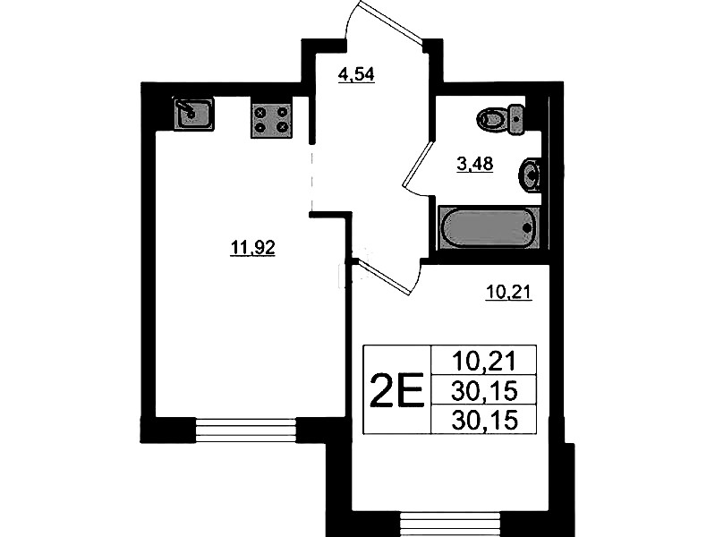1-комнатная квартира 30.15 м², 2/17 эт., ЖК «Стороны Света 2»